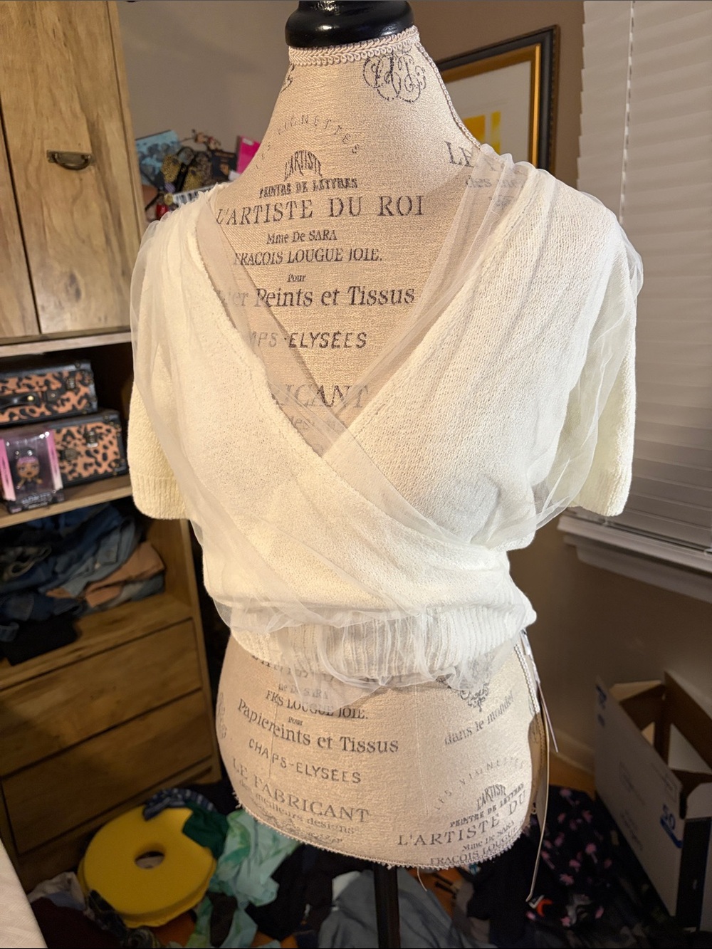 Chic Wish Wrap Short Sleeve Top in white - Small NWT